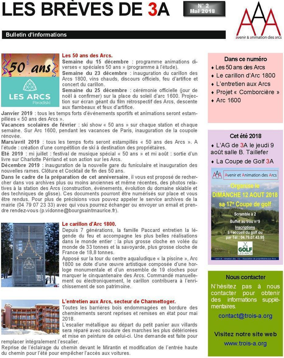  Les brèves de l'association 3A, mai 2018 